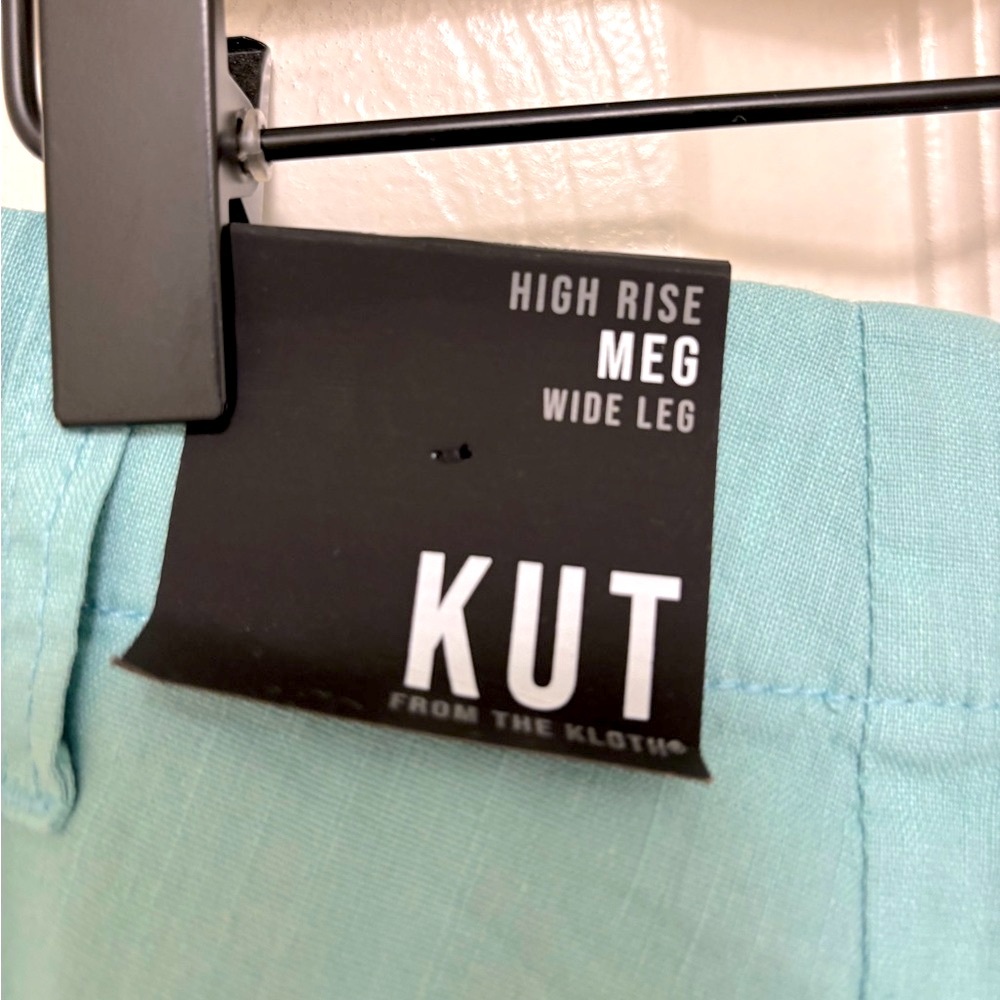 Kut from the Kloth High-Rise Wide Leg Pants in Aqua Blue - Picture 8 of 10